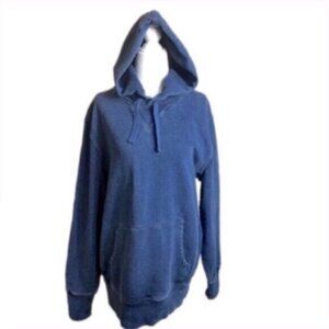 GAP RARE Denim Distressed Crew Neck Hoodie